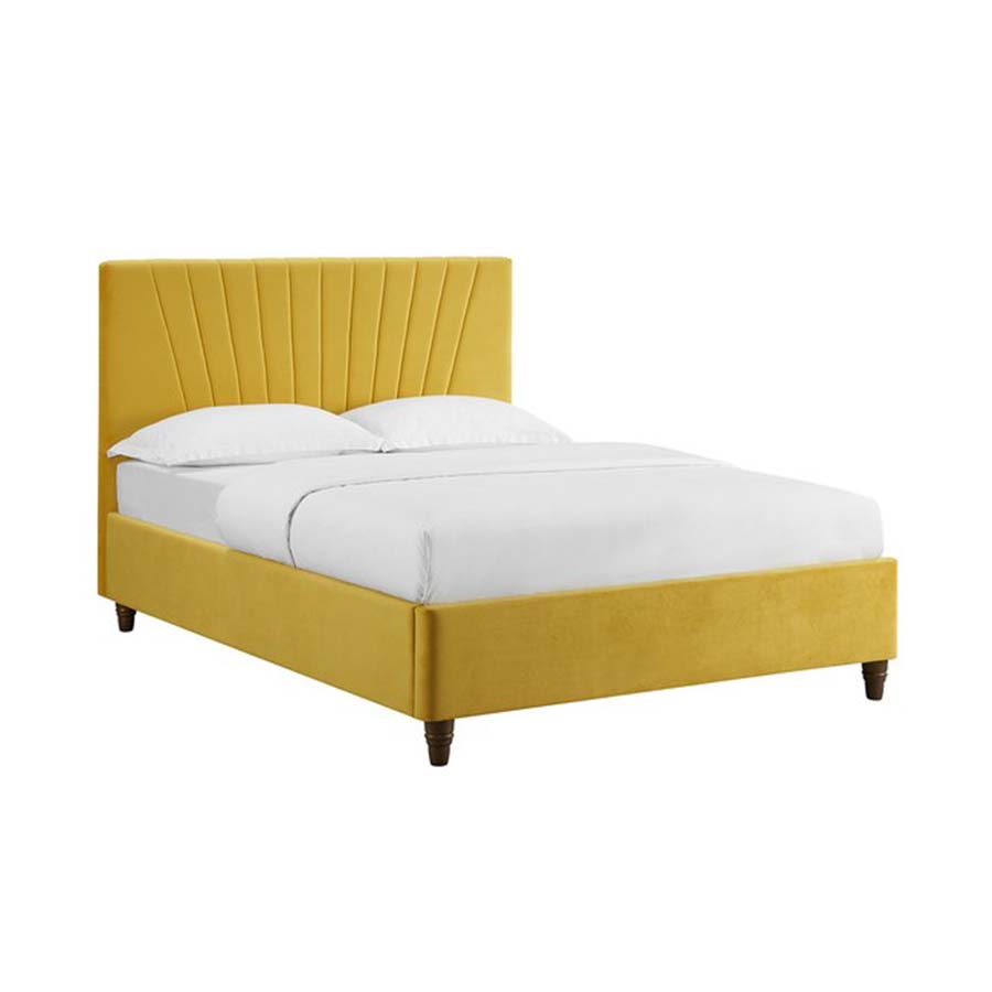 Alexa Velvet Bed Frame Yellow