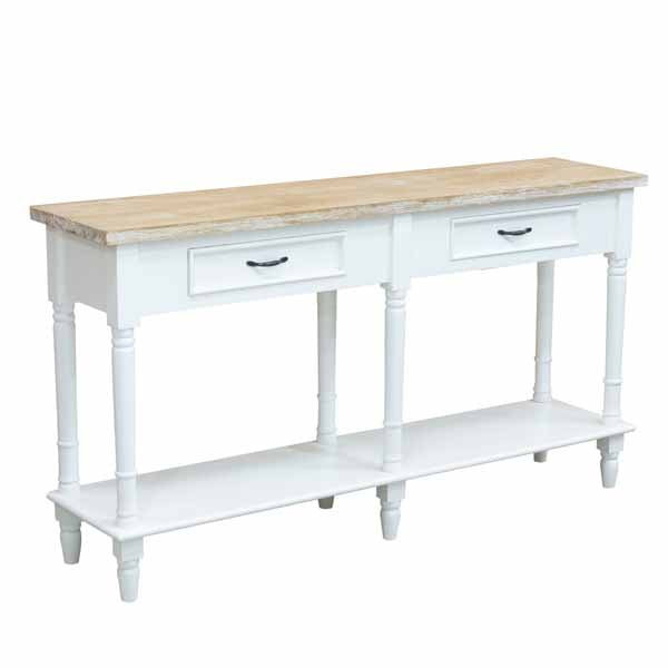 Antique Style Cottonwood 2 Drawer Console Table