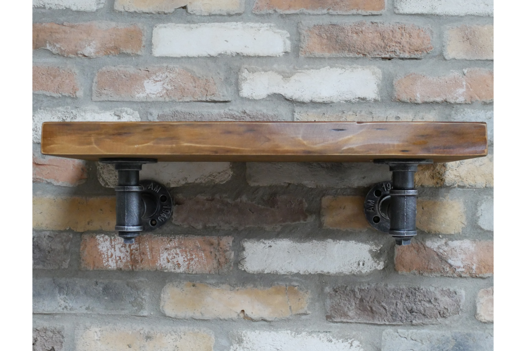 Basic Style Industrial Wooden & Metal Pipe Shelf 
