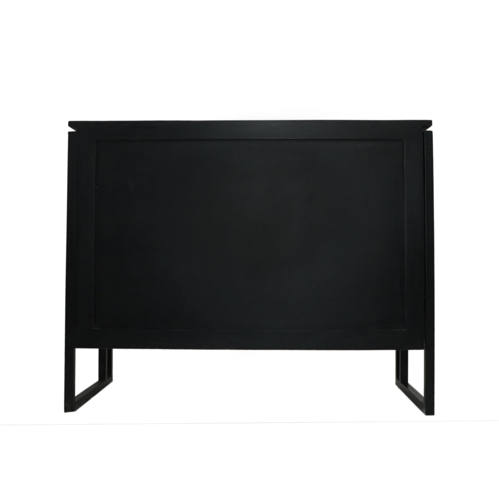 Black Metal Frame Wooden Chest of Drawers back view - mango wood 