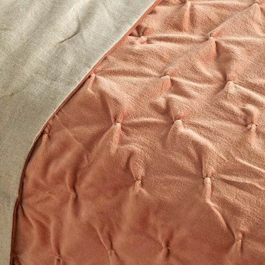 Blush Cotton Velvet Bedcover close up