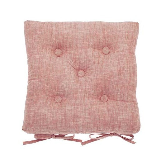 Blush Pink Chambray Seat Pad with Ties