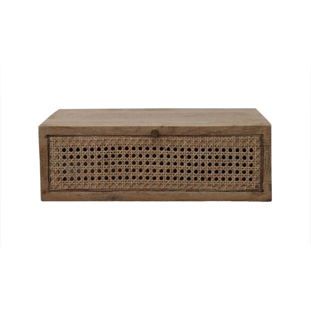 Cane & Rattan Front One Drawer Floating Bedside Table front view