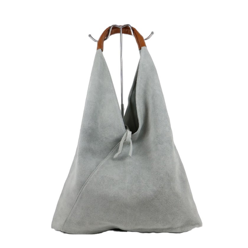 Coloured Suede Handbag Light Grey