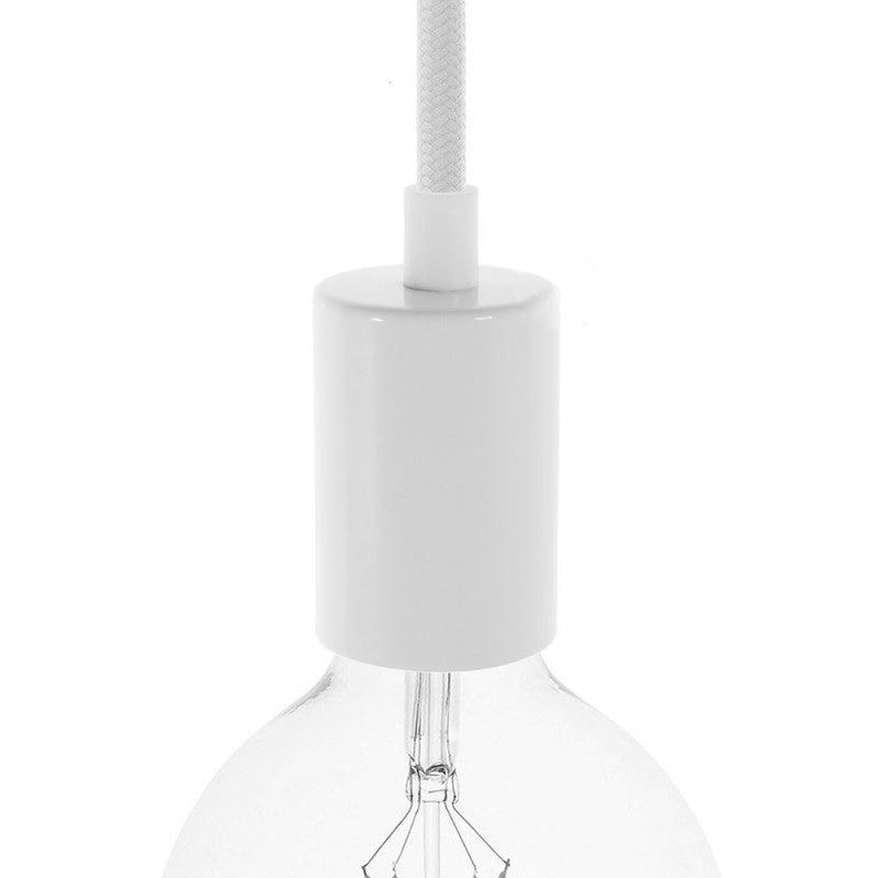 Cylindrical Metal E27 Lamp Holder Kit - Gloss White