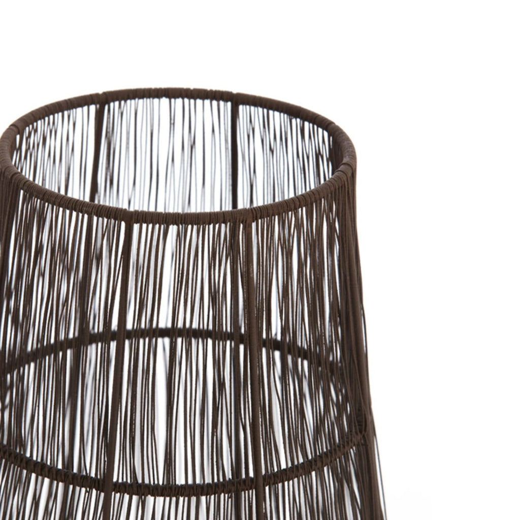 Dark Brown Wire Cage Cylindrical Table Lamp  close up