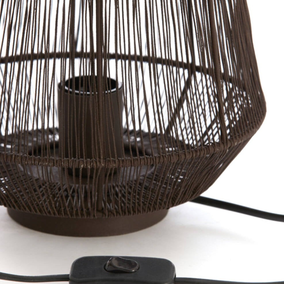 Dark Brown Wire Cage Cylindrical Table Lamp 