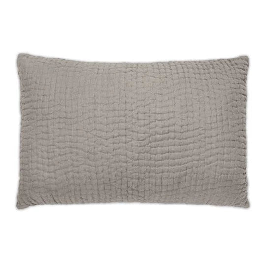 Deuli Warm Grey Linen Cushion Rectangular Nkuku