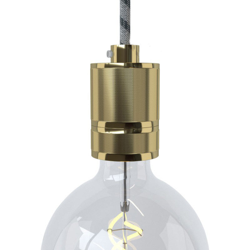 Double Ferrule Milled Aluminium E27 Lamp Holder Kit - Brass