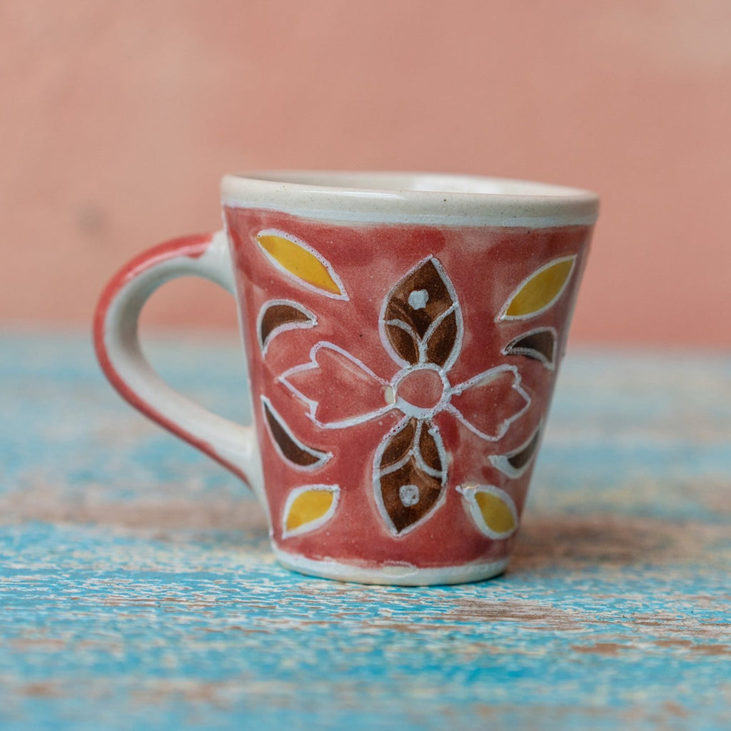 Assorted Colour Hand Painted Ceramic Espresso Mug pink
