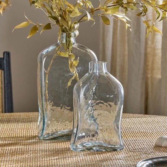 Ellam Recycled Clear Glass Bottle Vase small and large