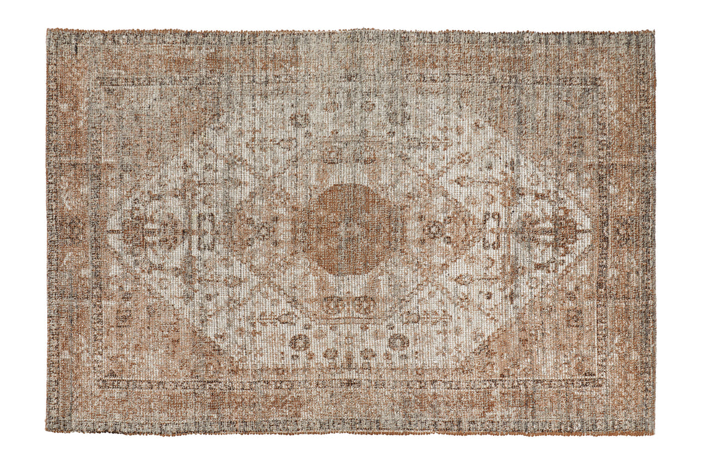 Extra Large Neutral Print Cotton & Wool Mix Rug 120 x 180 cm