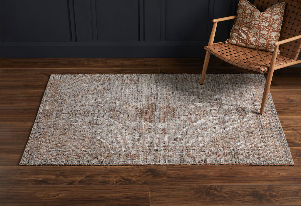 Extra Large Neutral Print Cotton & Wool Mix Rug 120 x 180 lifestyle image