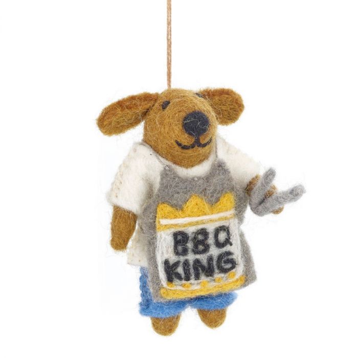 Felt Bob the BBQ King - felt dog hanging decoration