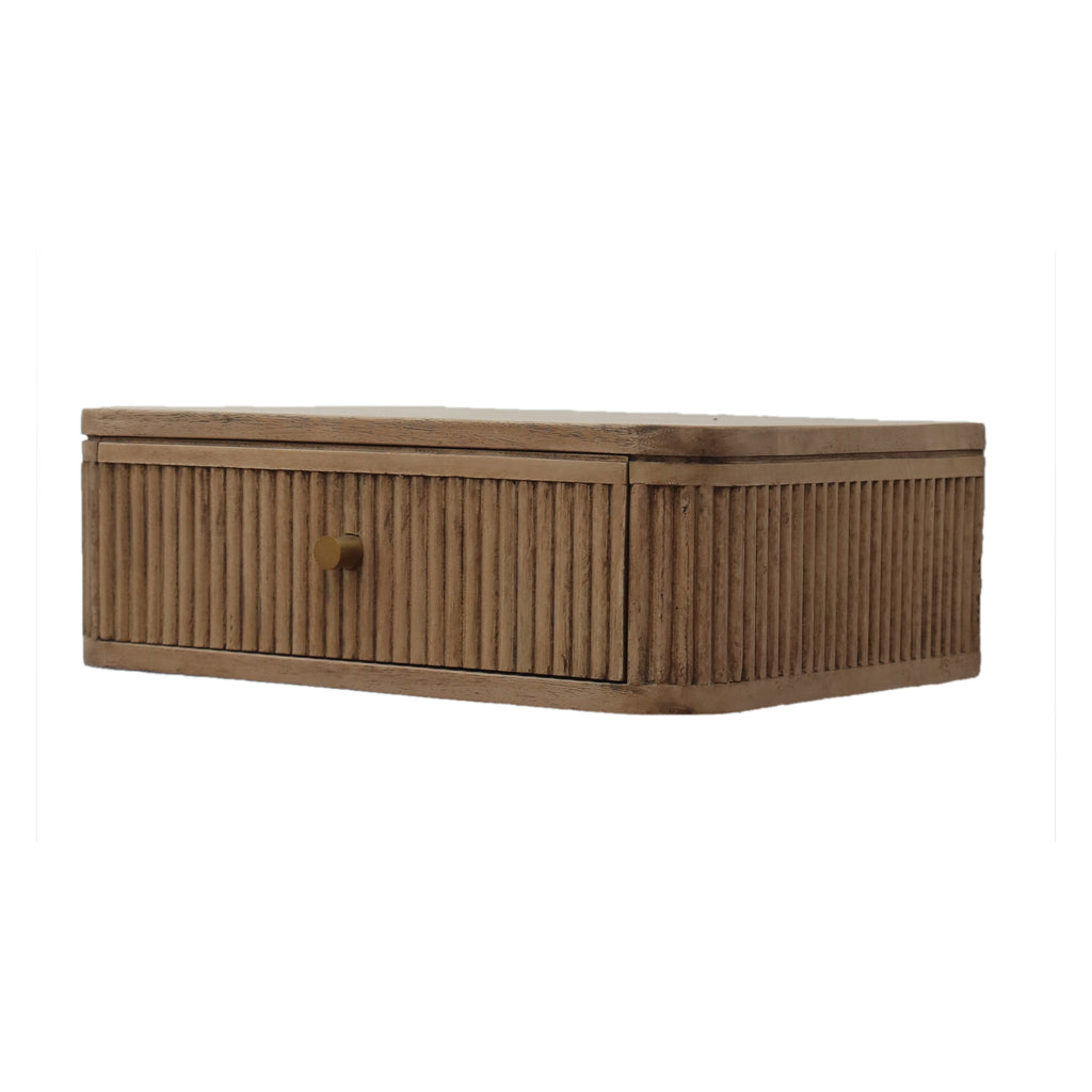 Fluted Panelled One Drawer Floating Bedside Table angled view