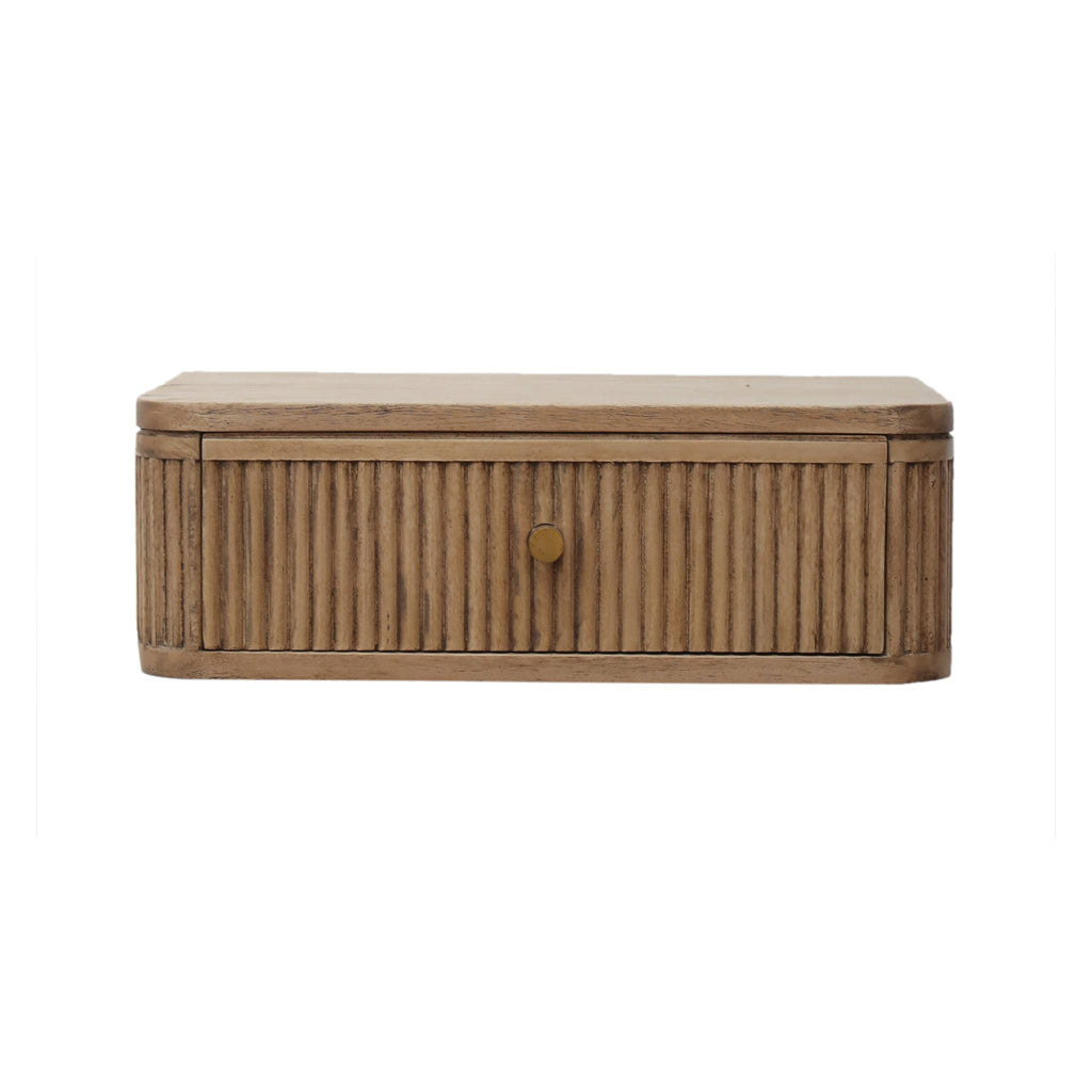 Fluted Panelled One Drawer Floating Bedside Table front view