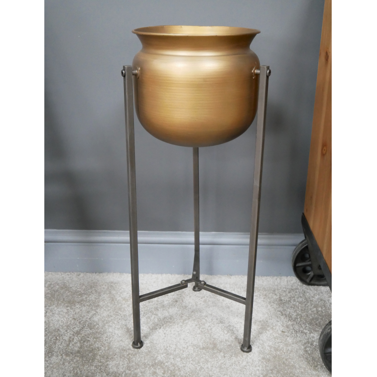 Gold Planter With Steel Stand sold individually
