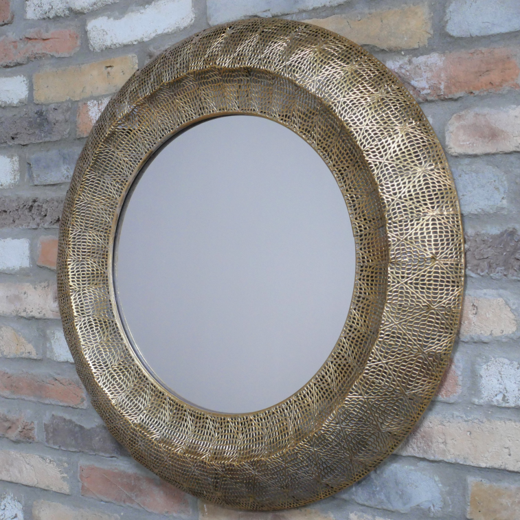 Gold Round Ornate Frame Wall Mirror H: 72cm W: 72cm D: 7cm  Weight: 3.10kgs