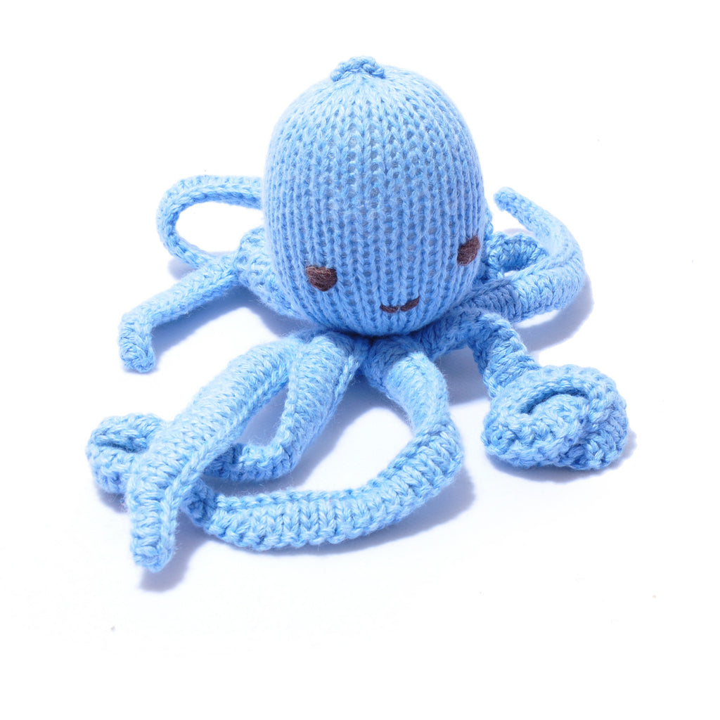 Hand Knitted Light Blue Octopus Soft Toy