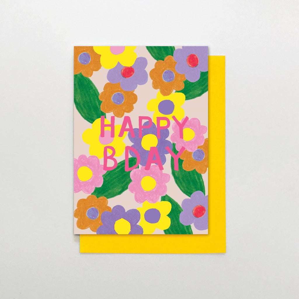Happy B Day Floral Birthday Greetings Card