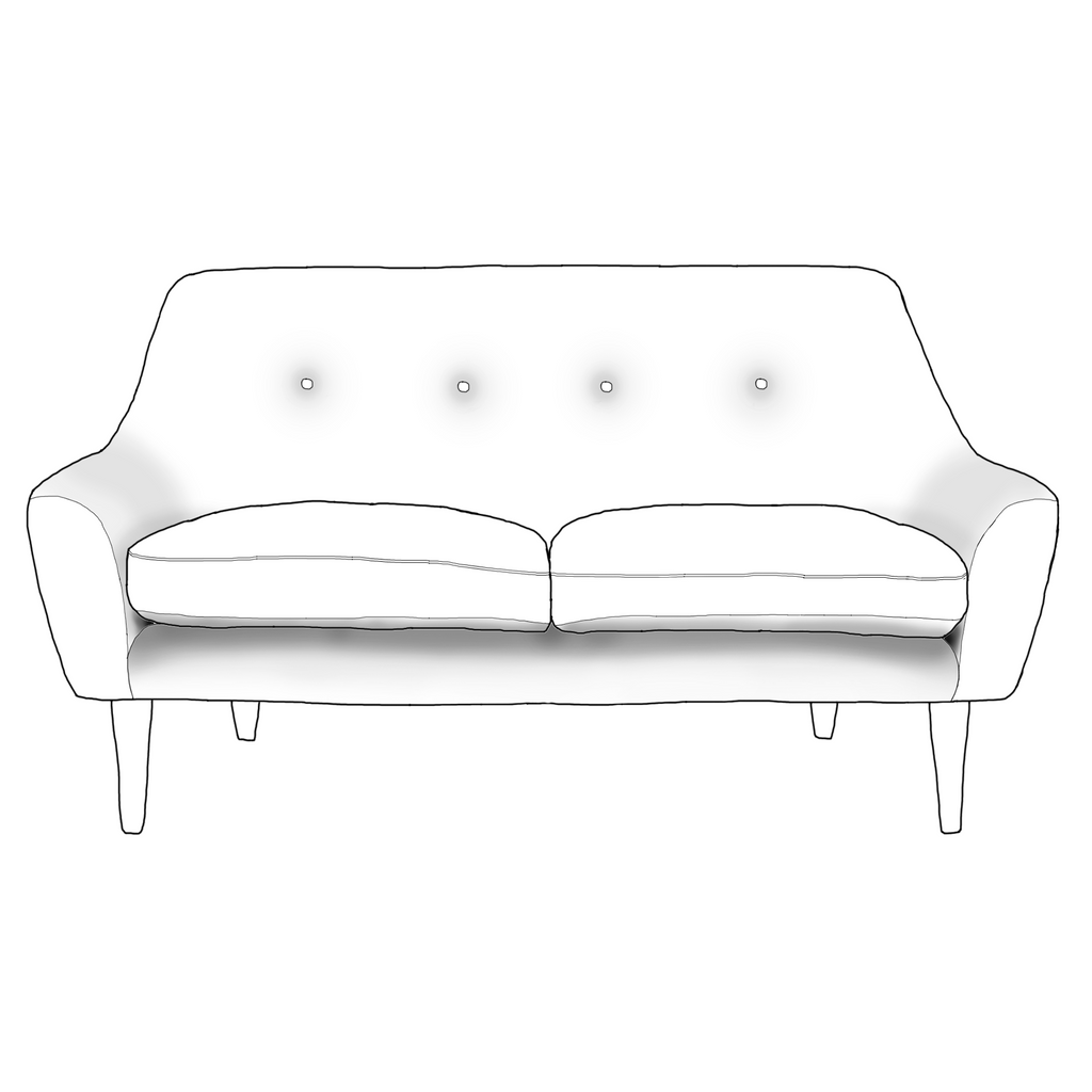 Hepburn 3 Seater Upholstered Fabric Sofa - Made To Order Line Drawing
