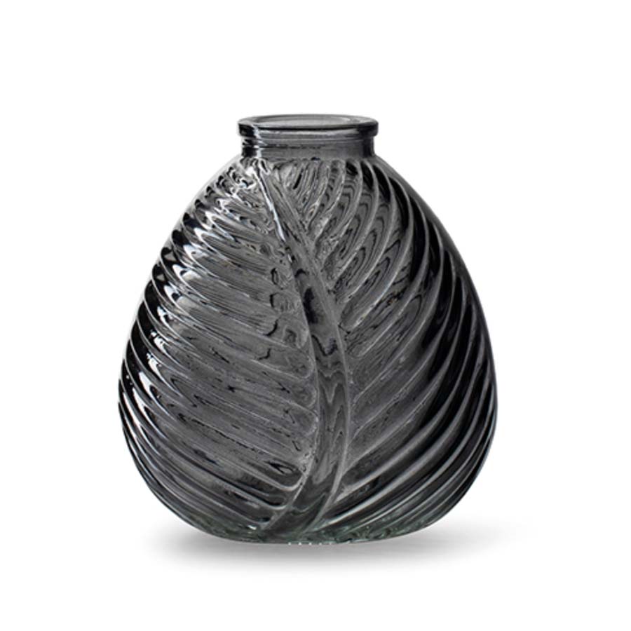 Leaf Shaped Glass Vase - Slate