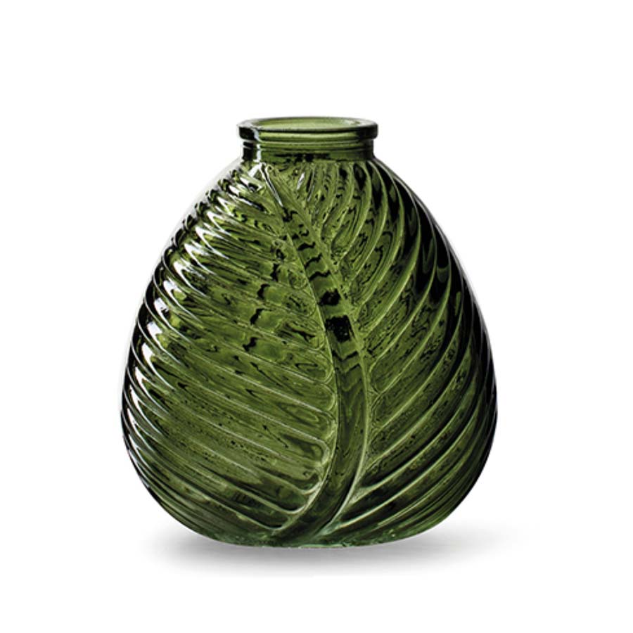 Leaf Shaped Glass Vase - Moss