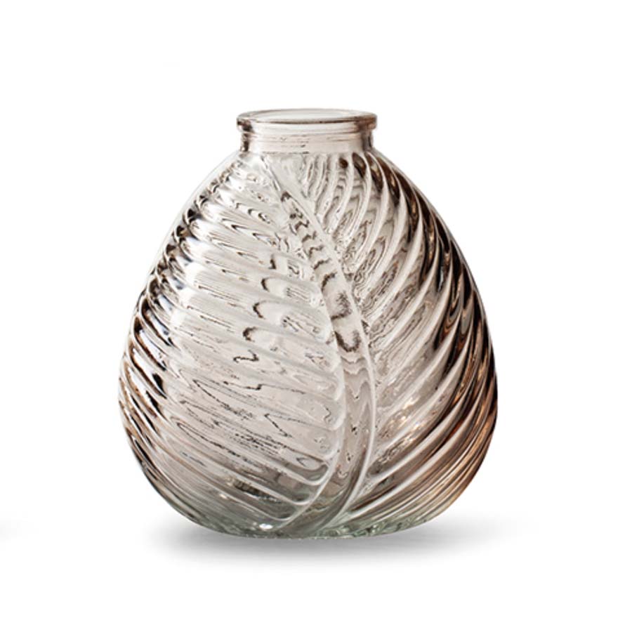 Leaf Shaped Glass Vase - Stone