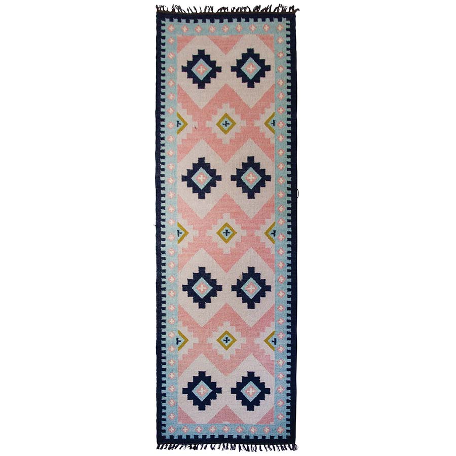 Lotti Hand Woven Pink Wool Rug 240x75cm