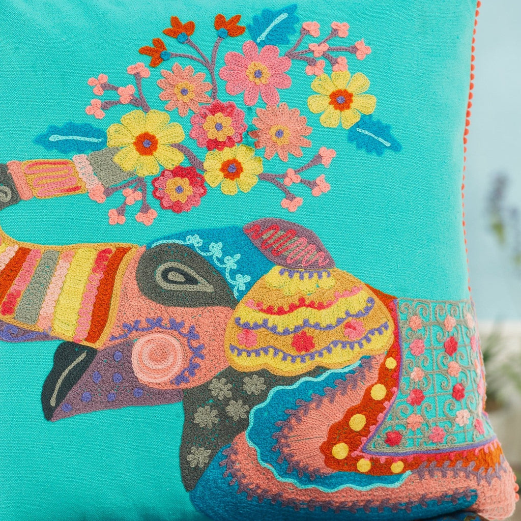 Mahima Embroidered Elephant Cushion