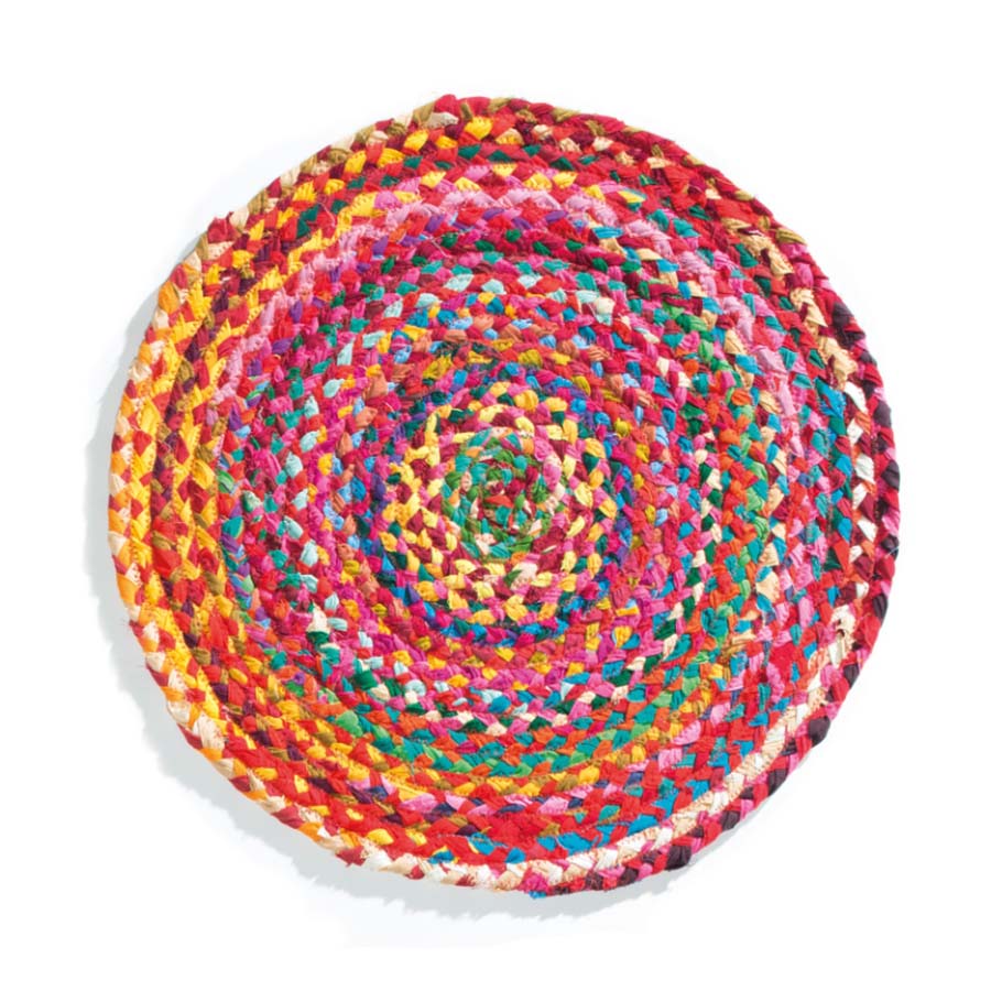 Multi Colour Recycled Cotton Round Rug