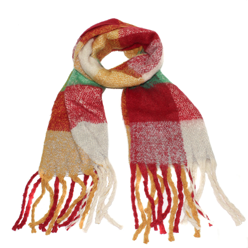 Multi Colour Red & Green Large Check Scarf