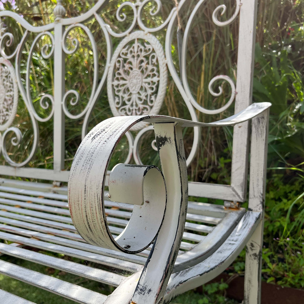 Ornate Grey Outdoor Bench