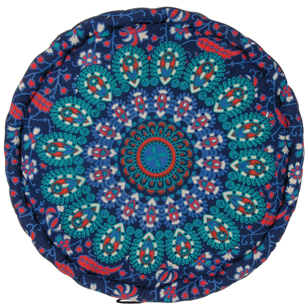 Peacock Print Filled Pouffe Turquoise