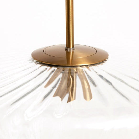 Pleat Pattern Clear Glass & Gold Hanging Lamp