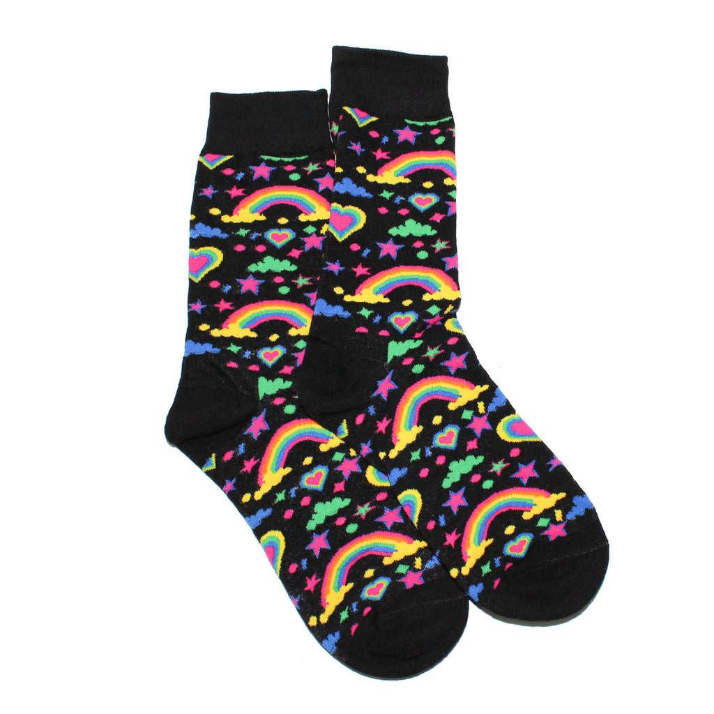 Rainbows, Hearts & Stars Black Unisex Socks