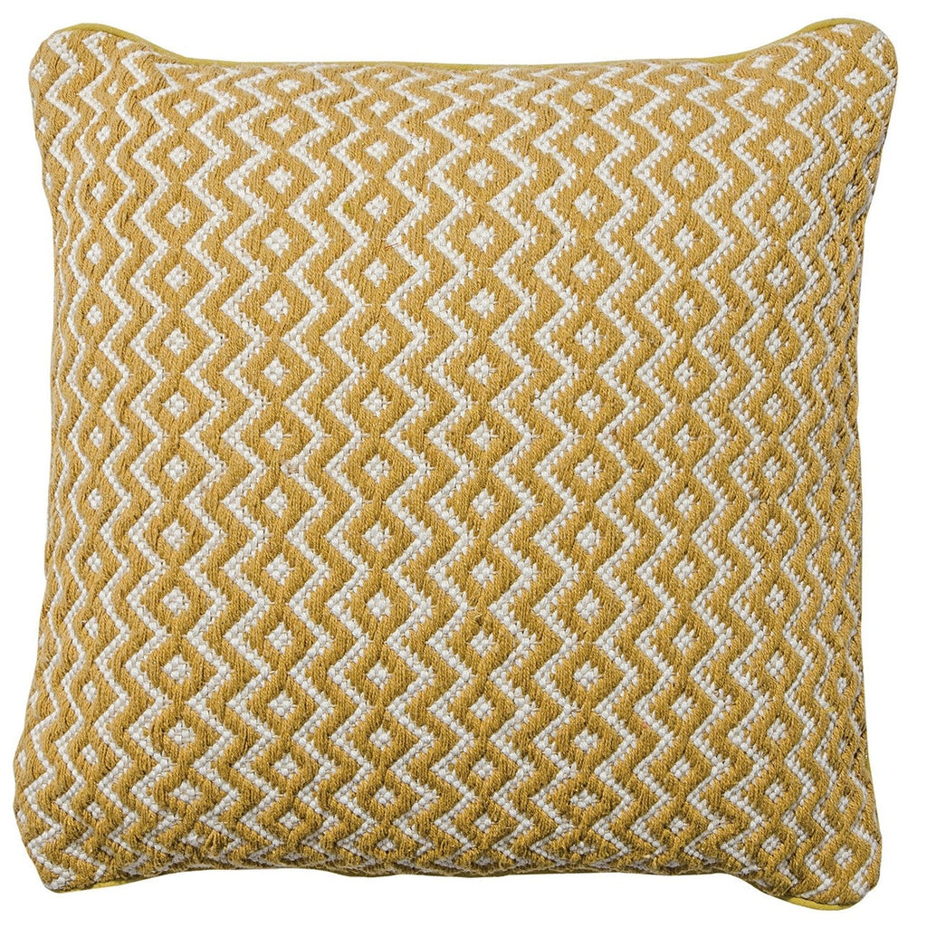 Recycled Cotton & Jute Diamond Pattern Cushion yellow