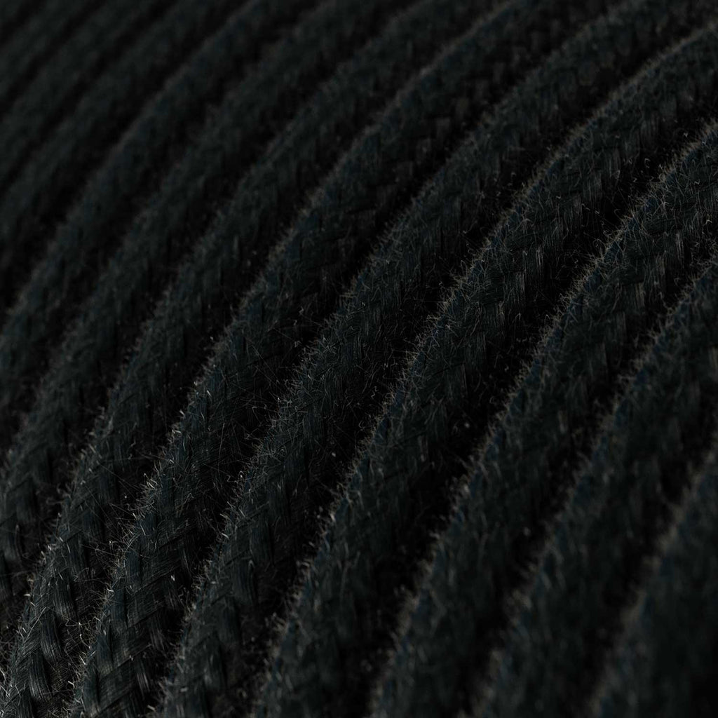 Round 3 Core Electric Cable Covered with Cotton in Black close up