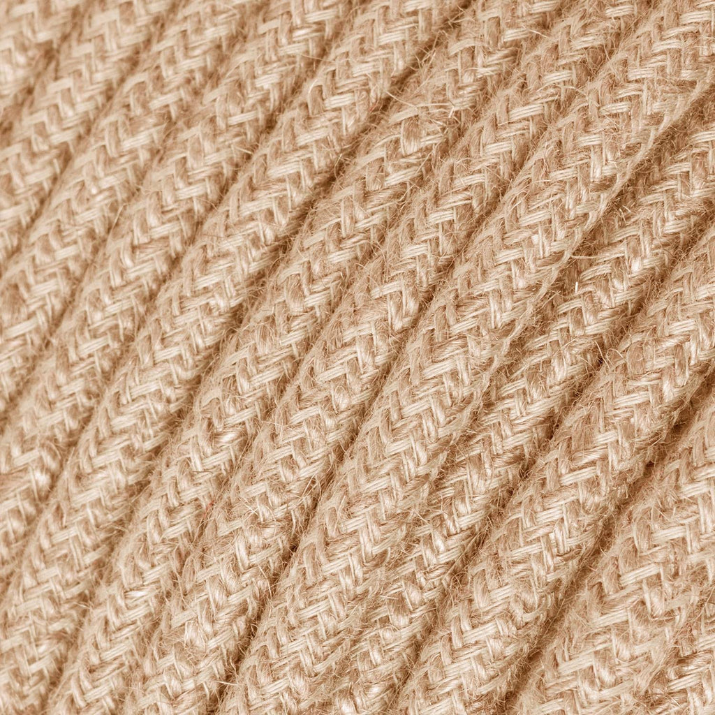 Round 3 Core Electric Cable Covered with Jute Fabric in Natural  close up