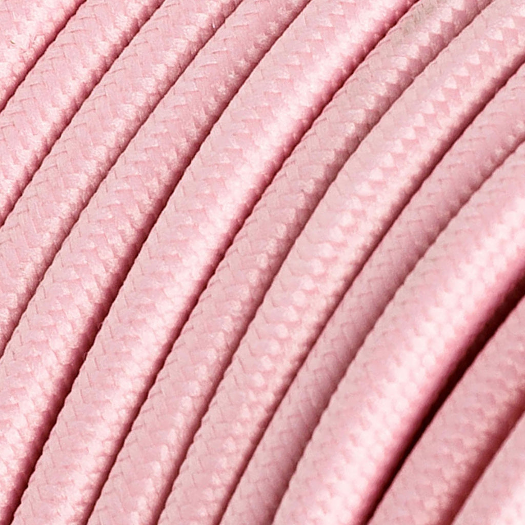 Round 3 Core Electric Cable Covered with Rayon in Baby Pink* close up