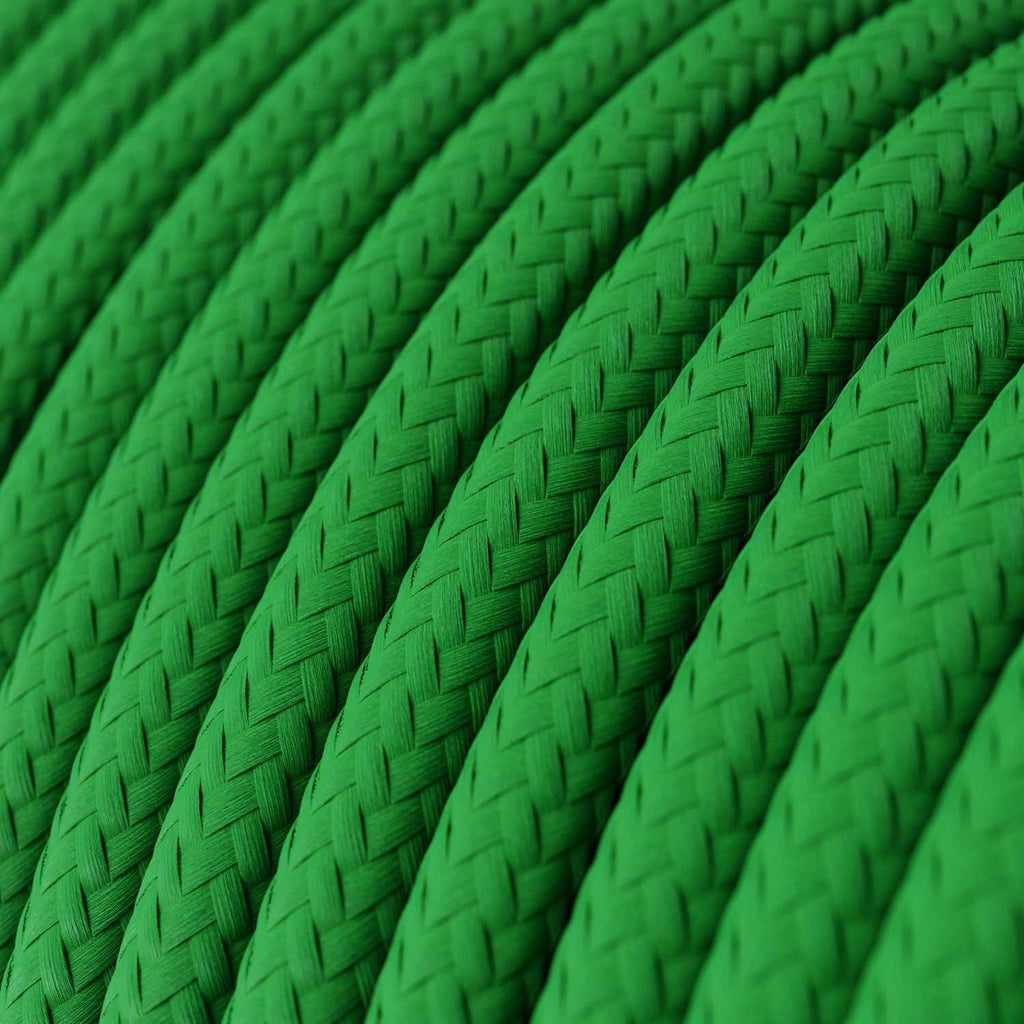 Round 3 Core Electric Cable Covered with Rayon in Bright Green* close up