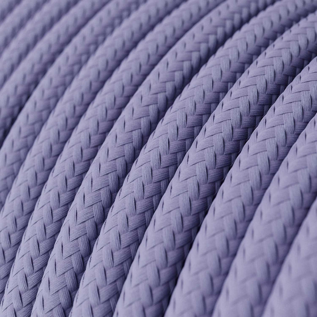 Round 3 Core Electric Cable Covered with Rayon in Lilac* close up