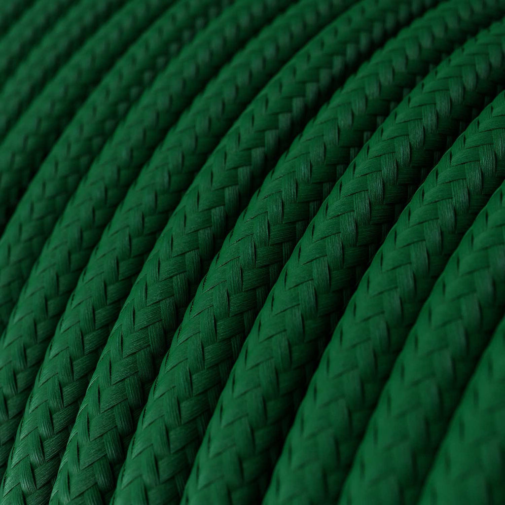 Round 3 Core Electrical Cable Covered with Rayon in Dark Green close up