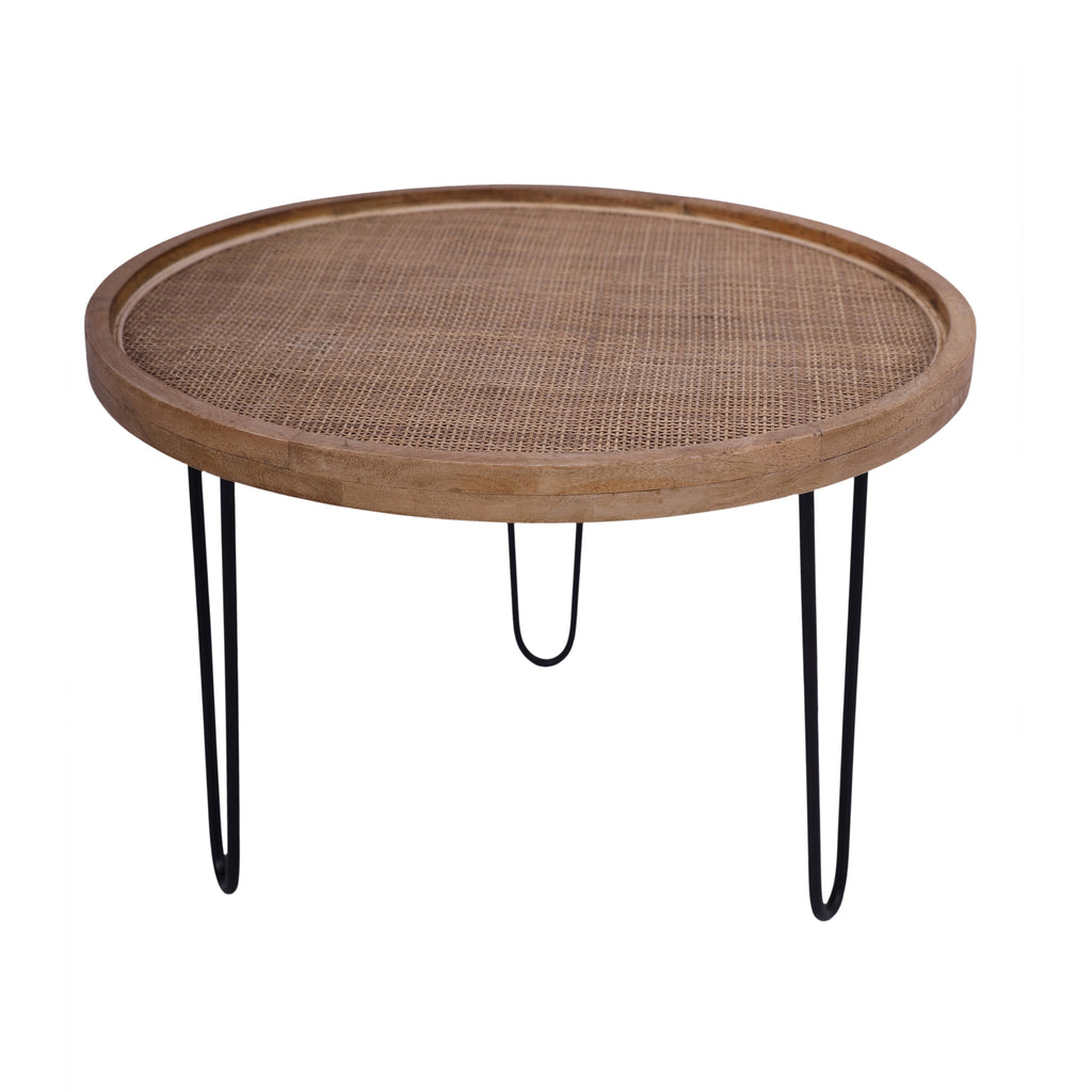 Round Rustic Finish Wicker Nesting Tables small