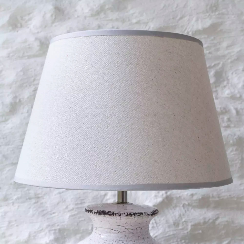 Rustic Cream Ceramic Table Lamp with Cream Shade close up cream shade