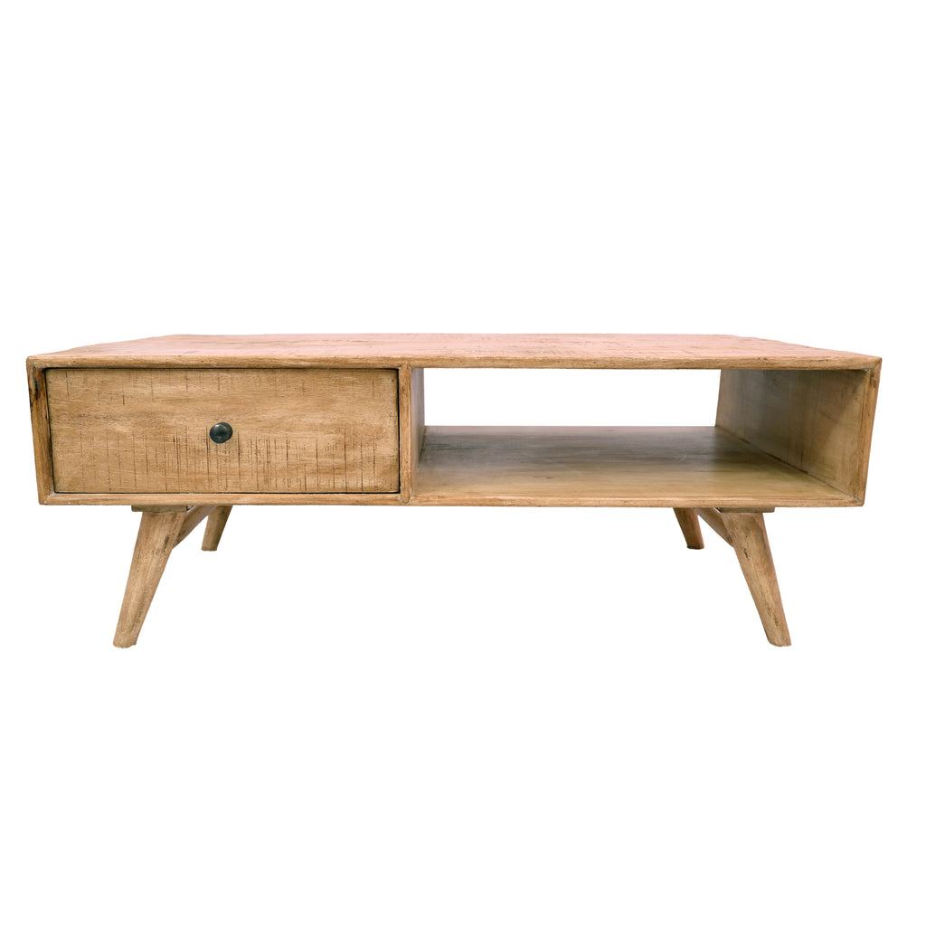 Scandinavian Style One Drawer Coffee Table front view