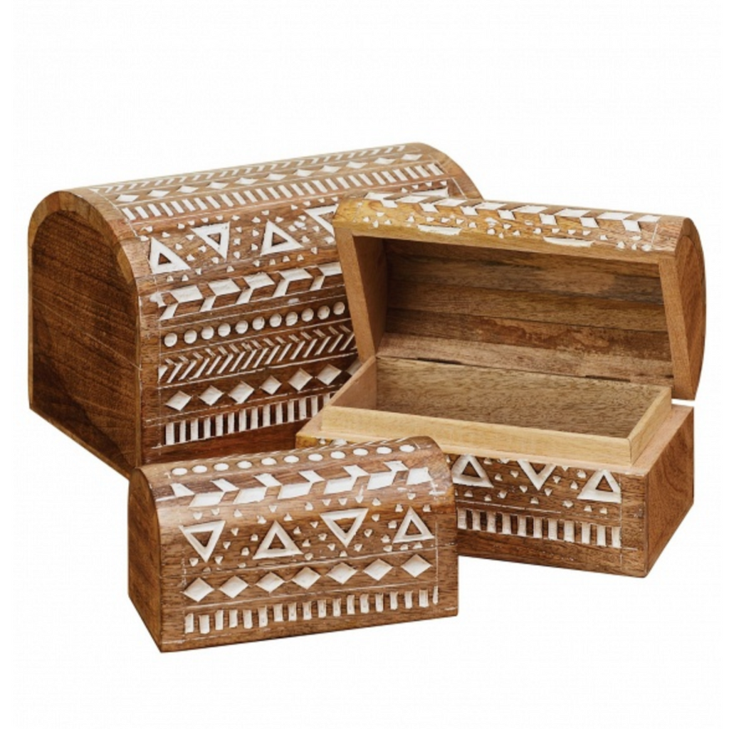 Aztec Design Domed Mango Wood Box