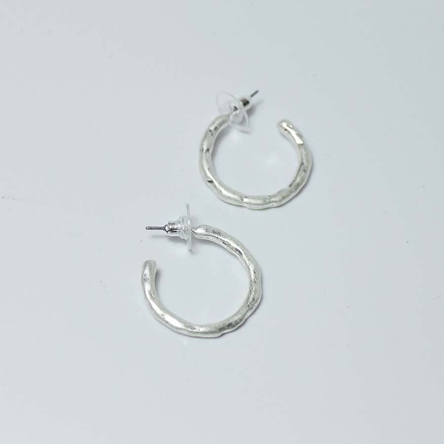 Textured C Shape Simple Earrings Silver