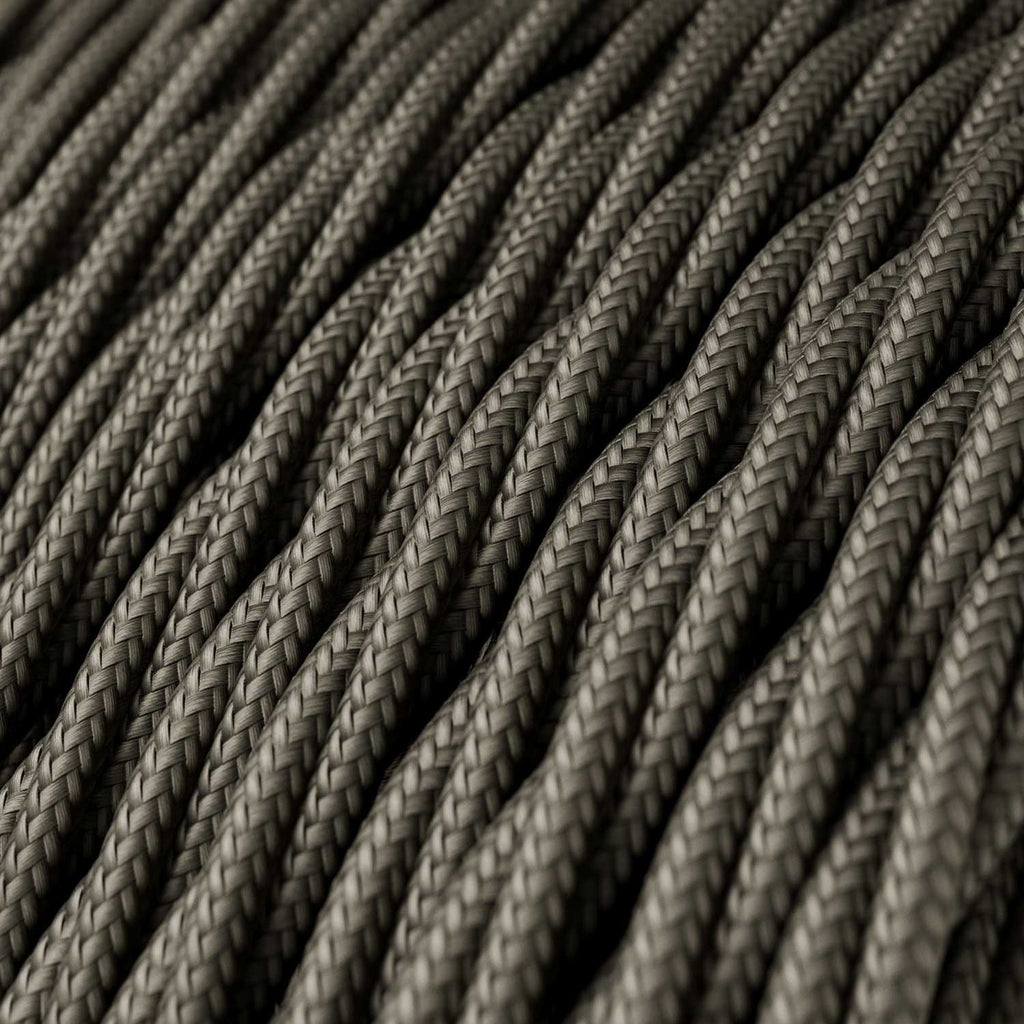 Twisted 3 Core Electrical Cable Covered with Rayon in Dark Grey