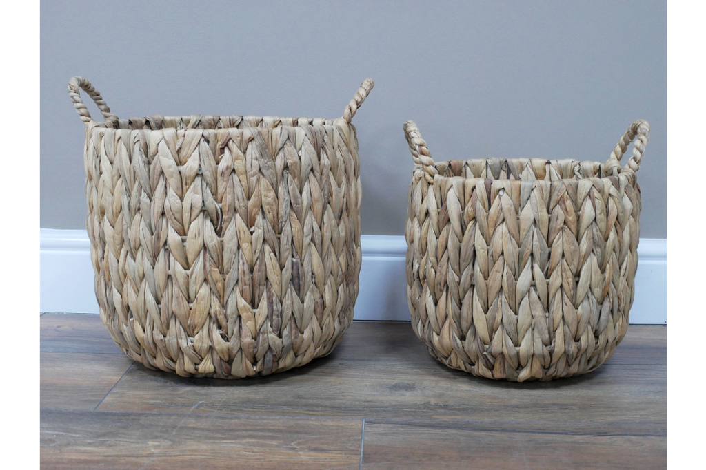 Two Handle Natural Woven Basket / Planter small and large sold individually